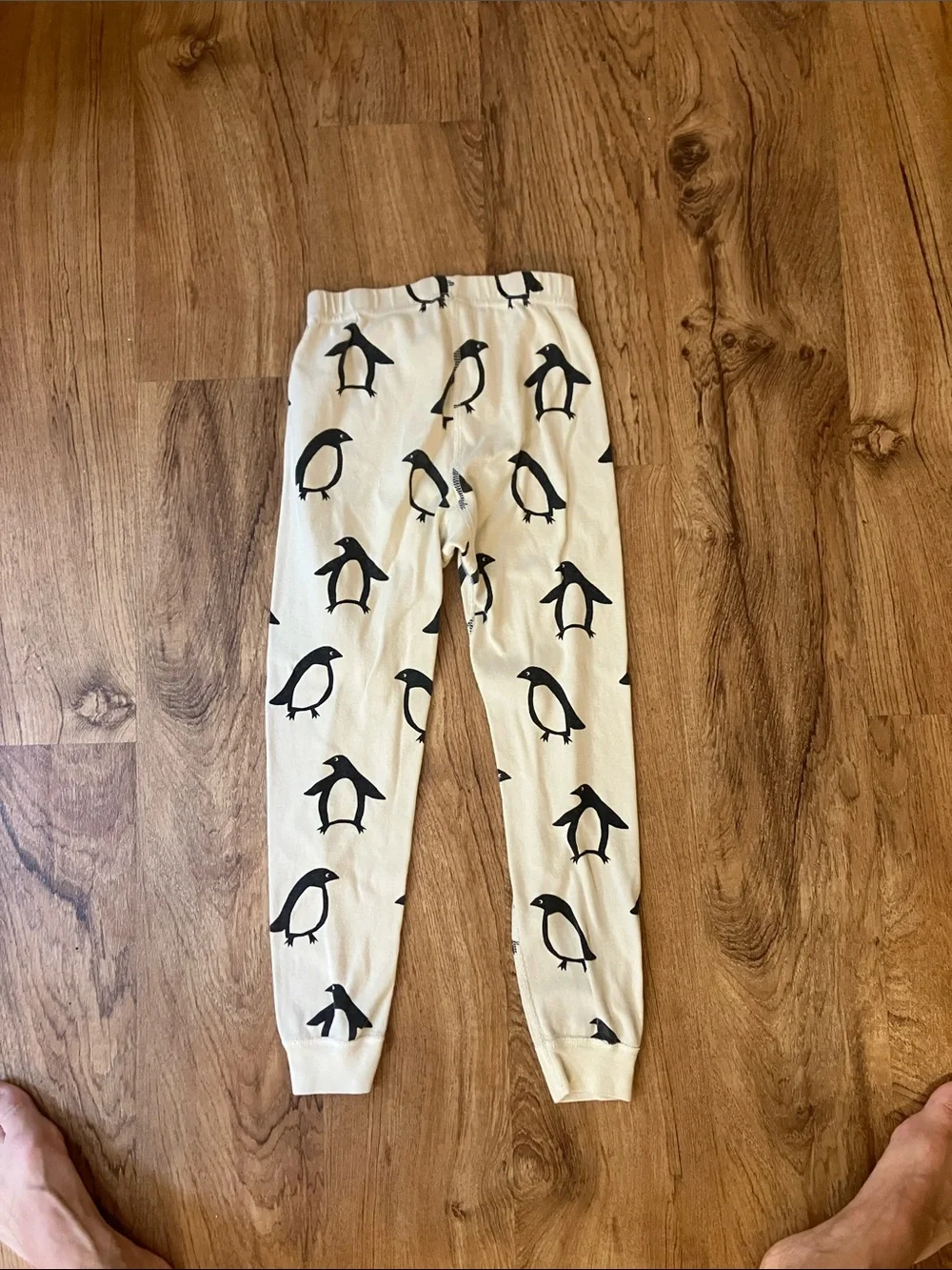 Hanna Andersson Kids Penguin Print Cream Pajama Pants size 6-7